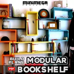 Plany jak się robi biblioteczki modułowe. Kolorowe półki z książkami i dekoracjami. Kobieta czyta książkę.