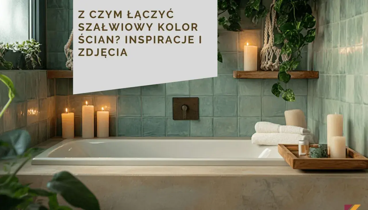 Relaks w łazience z szałwiowym kolorem ścian. Inspiracje i zdjęcia pokazują, jak łączyć ten kolor z naturalnymi materiałami i świecami.